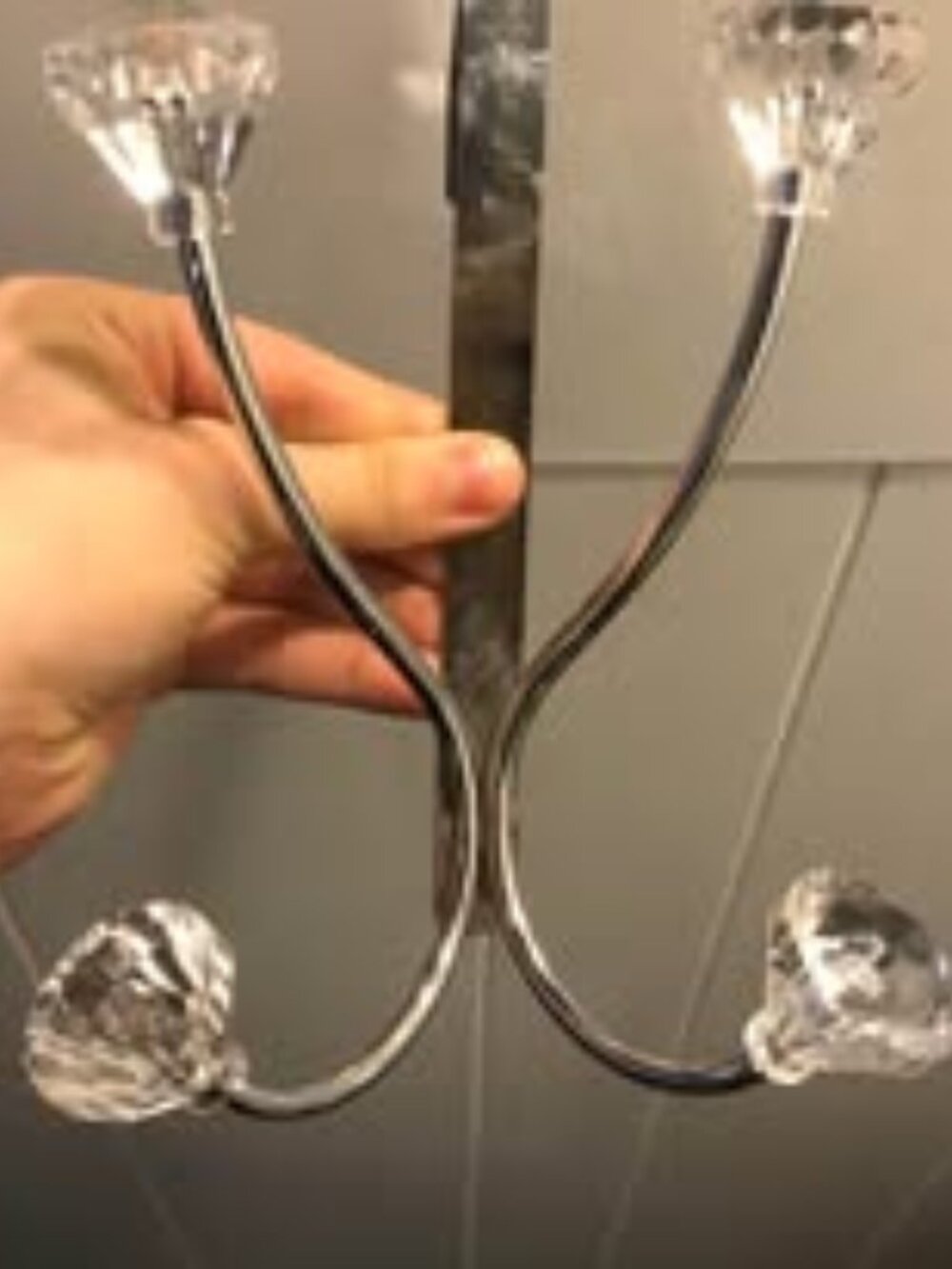 Chrome Over-the-Door 4-Hook Rack with Crystal Knobs